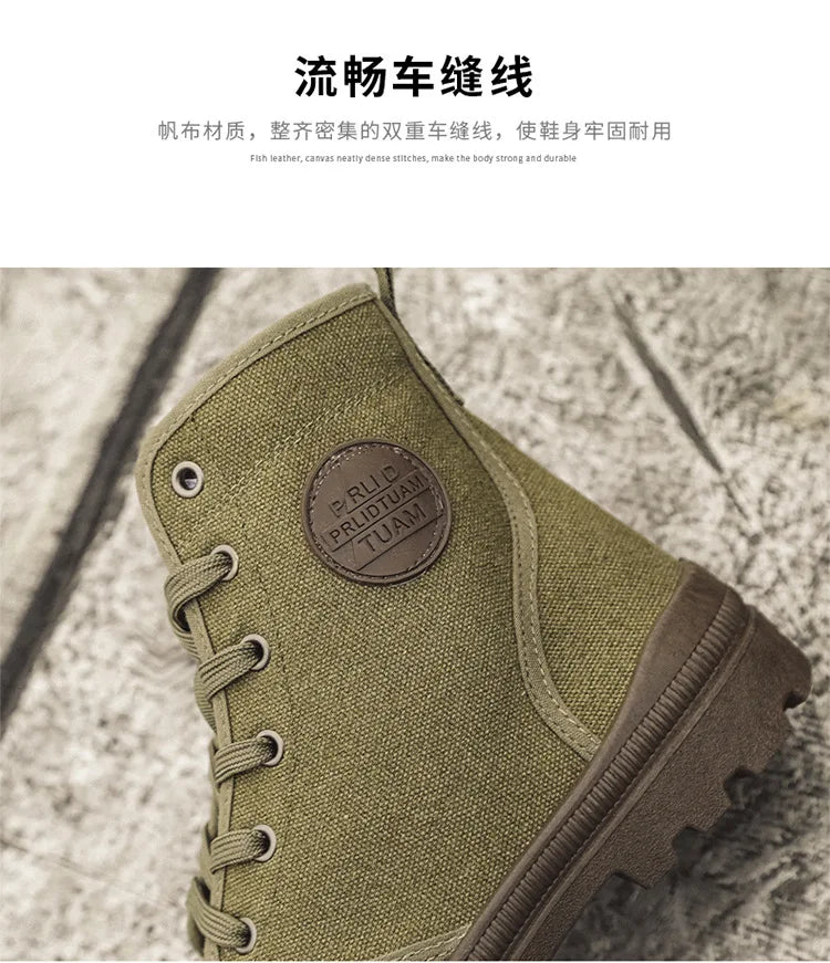 Canvas Shoes Men Boots Leisure High Top Ankle Boots Male Flat Footwear Military Boots Couple Shoes Casual Spring Autumn Boots
