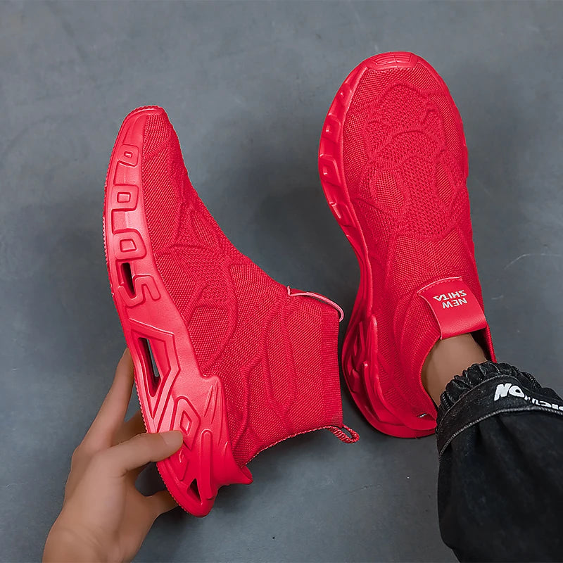 Mens Running Shoes 2025 New High Top Fashion Non Slip Sneakers Mesh Lightweight Flat Cofmortable Outdoor Tennis Shoes for Men