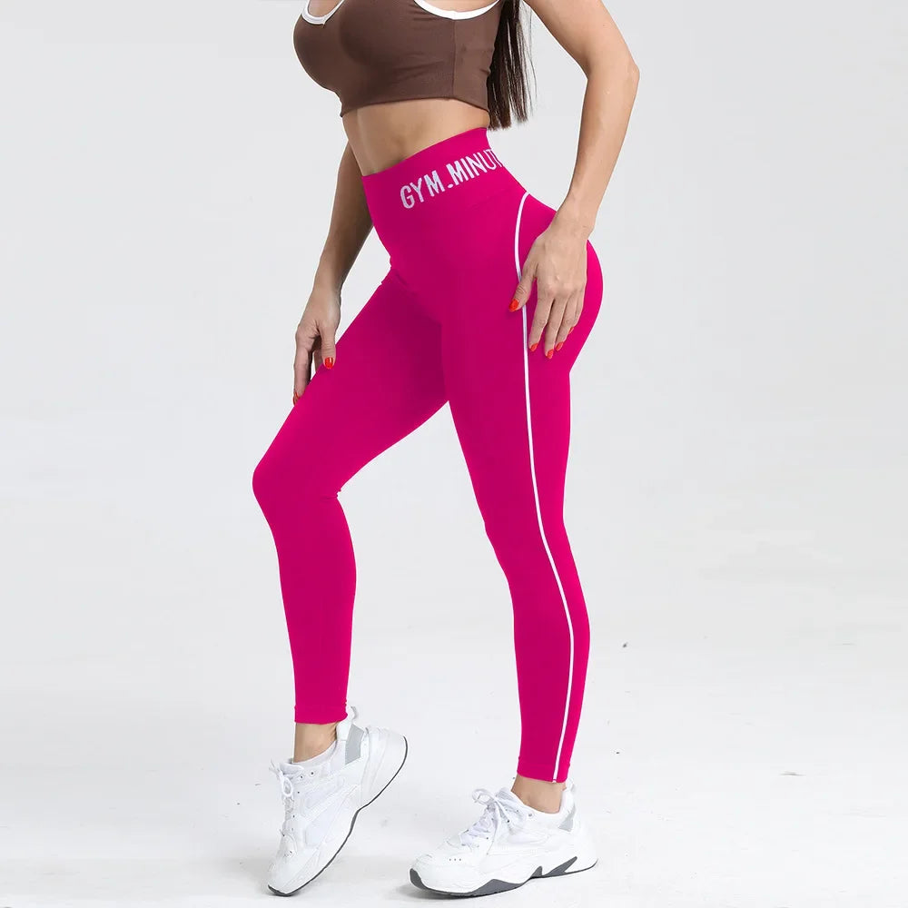Seamless High Gym Waist Women Yoga Pants Color Contrast Sports Legging Hip Lift Gym Fitness Tights Quick Dry Workout Pants