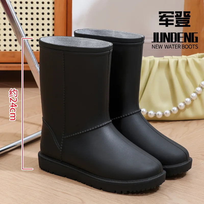 2025 New Women's Fashionable Low-Cut Soft-Soled Anti-Slip Rain Boots Waterproof Comfortable PVC Material for All Seasons