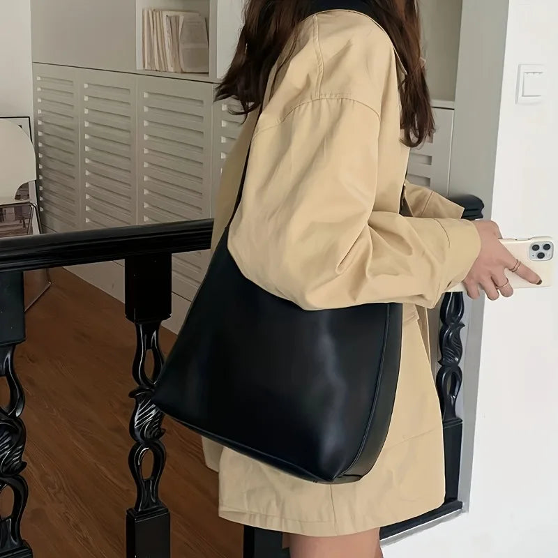 2 Pcs Large Capacity Handbag with Adjustable Shoulder Straps, Magnetic Closure, Simple and Casual Single Shoulder Crossbody Bags