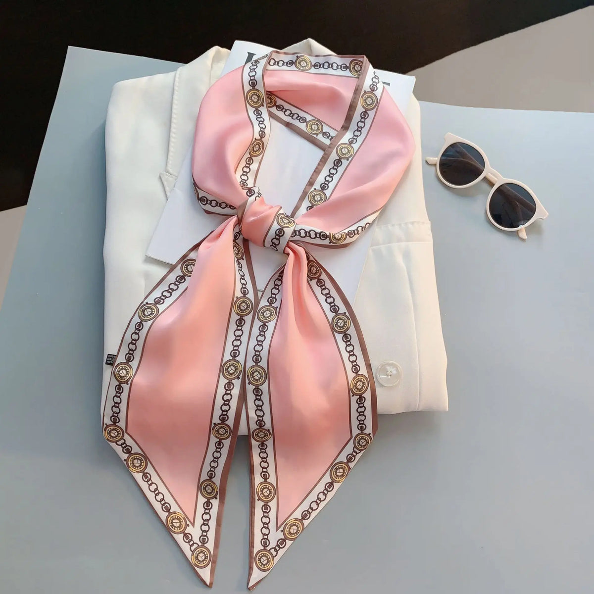Luxury Long Neckerchief Skinny Hair Bands Women Silk Scarfs Fashion Headbands Bag Scarves Print Hairband Neck Scarf For Ladies