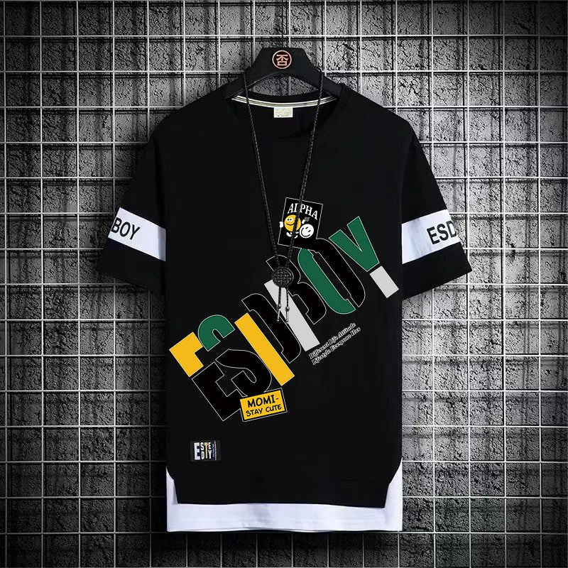 Summer  Fashion Short Sleeve Tops Tees Men 2024 New Men's T Shirt Casual Harajuku Men Clothing Print Graphics T Shirts Men
