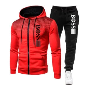 Two-piece Set of Warm Sportswear for Autumn and Winter, 2026New Style Fashionable Men's Zipper Hoodie + Casual Pants Set
