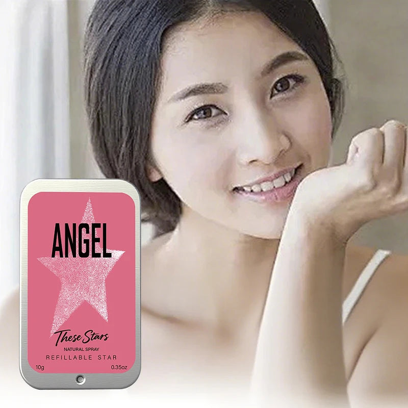 Angel Star Solid Perfume Cream, Portable Refillable Fragrance Balm, Woody Scent Refreshing Lasting Fragrance Balm Gift For Women