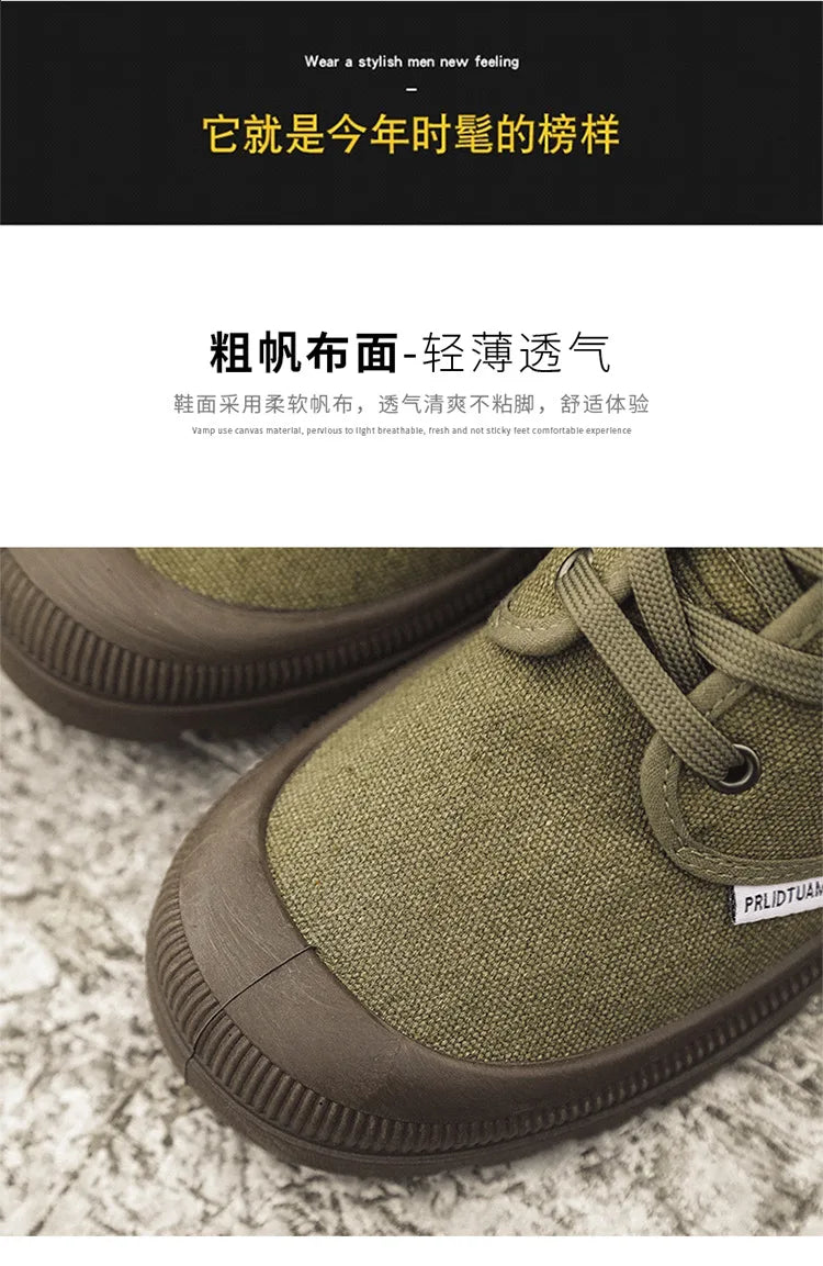 Canvas Shoes Men Boots Leisure High Top Ankle Boots Male Flat Footwear Military Boots Couple Shoes Casual Spring Autumn Boots