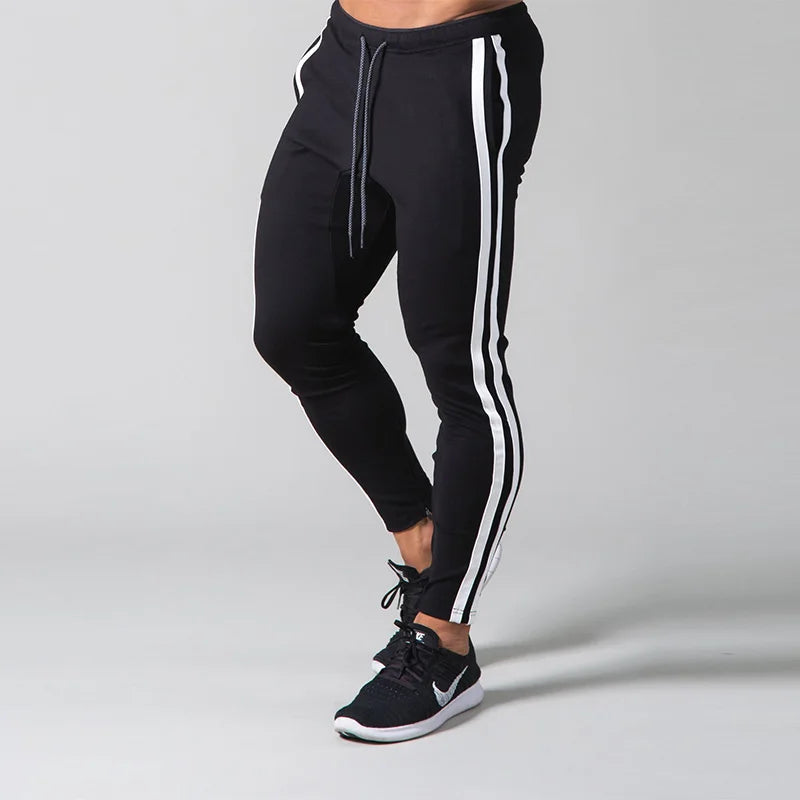 New Patchwork stripes Pants Men's Straight sports Clothing Solid color sweatpants Versatile Joggers Woven Casual Male Trousers