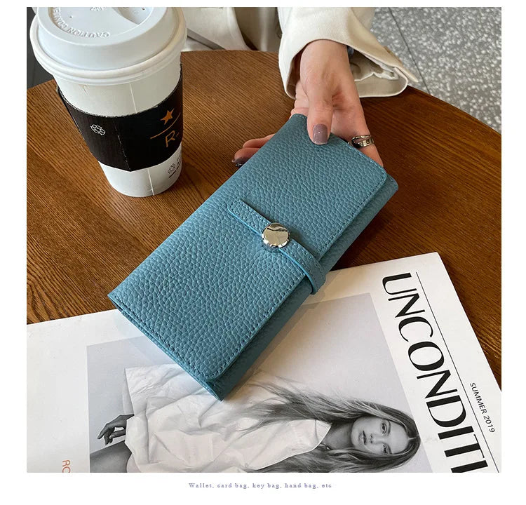 Genuine Leather Wallet Women Long Clutch Fashion Luxury Brand Ladies Purses Card Holder Zipper Coin Pocket High Quality Billfold