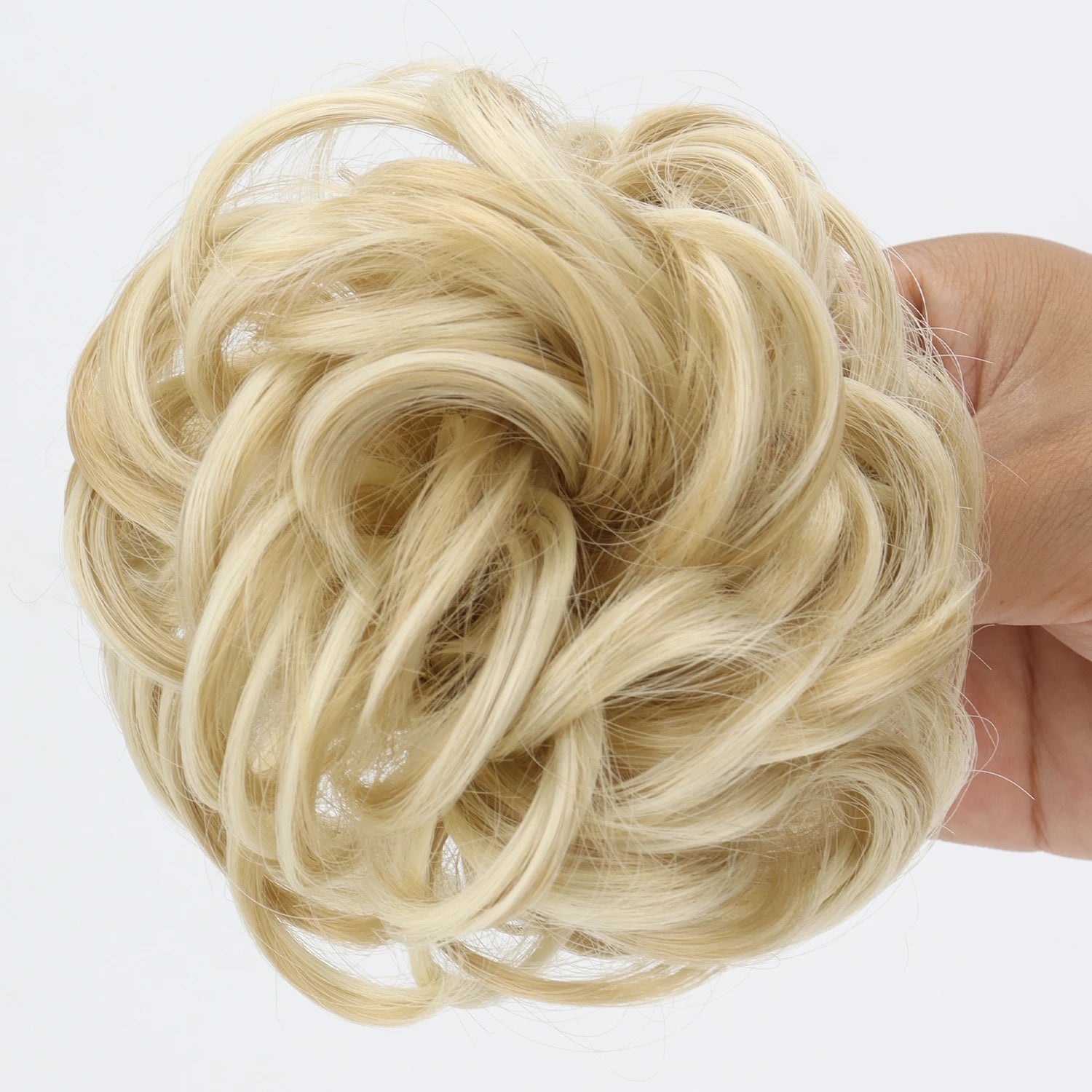 Synthetic Chignon Messy Bun Claw Clip in Hair Piece Wavy Curly Hair Bun Ponytail Extensions Scrunchie Hairpieces for Women