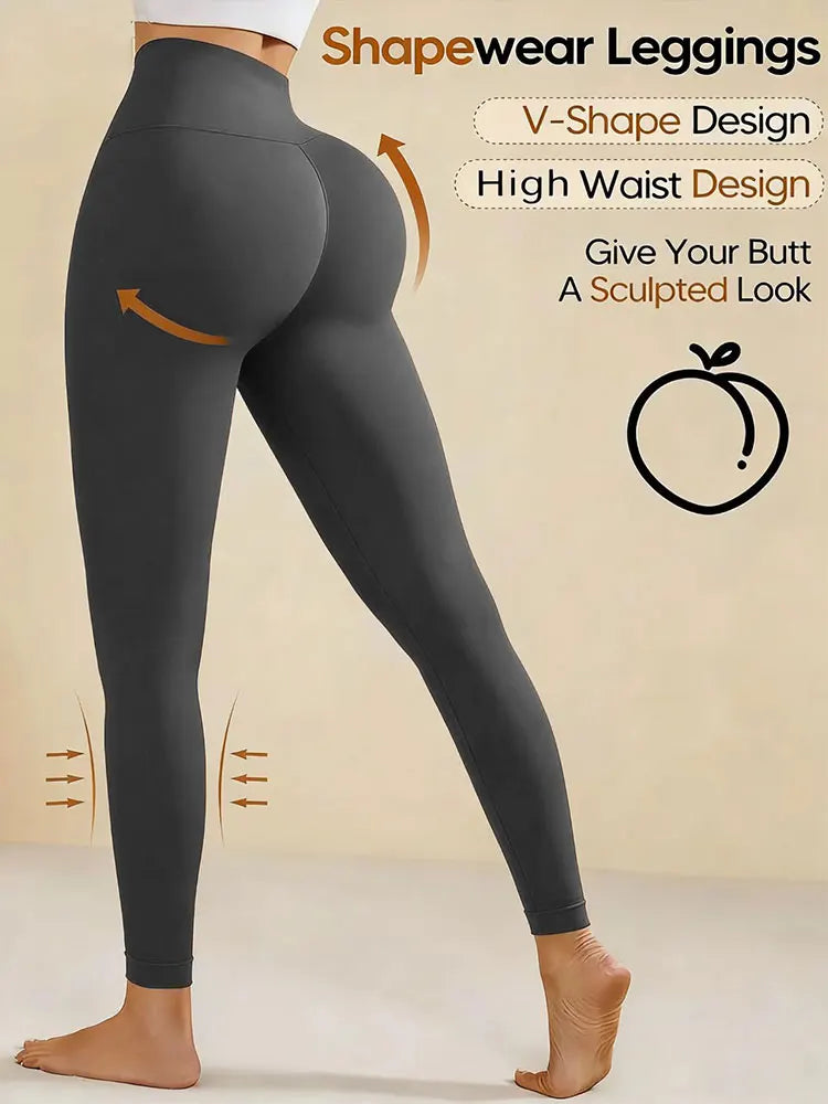 Black Sexy High Waisted Legging Peach Butt Soft Body Naked Feel Moisture WickingYoga Pants Women's Plus Size Fitness Sportswear