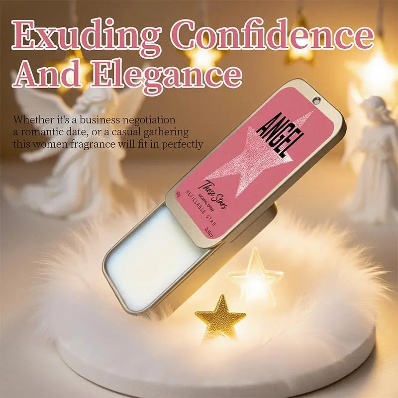 Angel Star Solid Perfume Cream, Portable Refillable Fragrance Balm, Woody Scent Refreshing Lasting Fragrance Balm Gift For Women