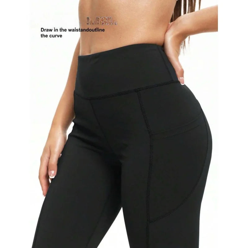 Neutral Pocket Flare Yoga Pants 2026 Spring Season High Waist Trousers for Women Bottoms Other Material 100%