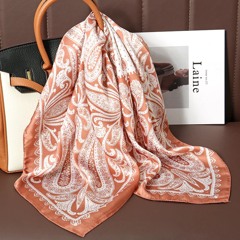 New Satin Shawl Design Wild leopard Print Silk Square Women neck scarves Wrap Headkerchief Beach Hair Band women's bandana