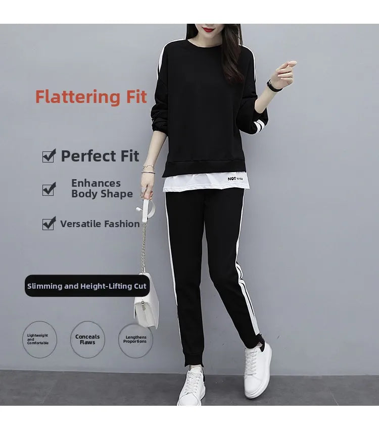 Casual Sportswear Set for Women Spring Autumn New Style Loose Fashionable Large Size Trendy Sweatshirt Best Friend Outfit
