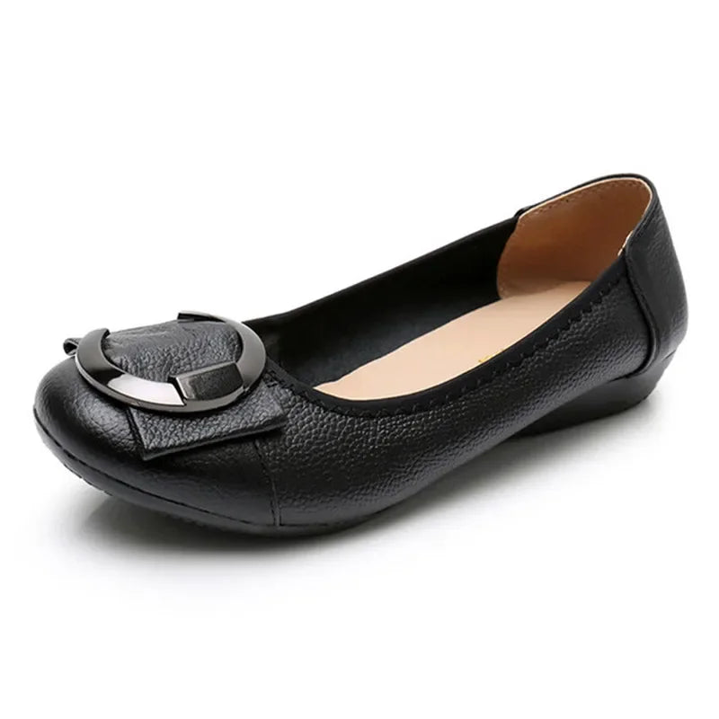 TIMETANGWomen flat shoes 2020 new women Ballet casual genuine leather shallow lace-up round toe Loafers women Loafers