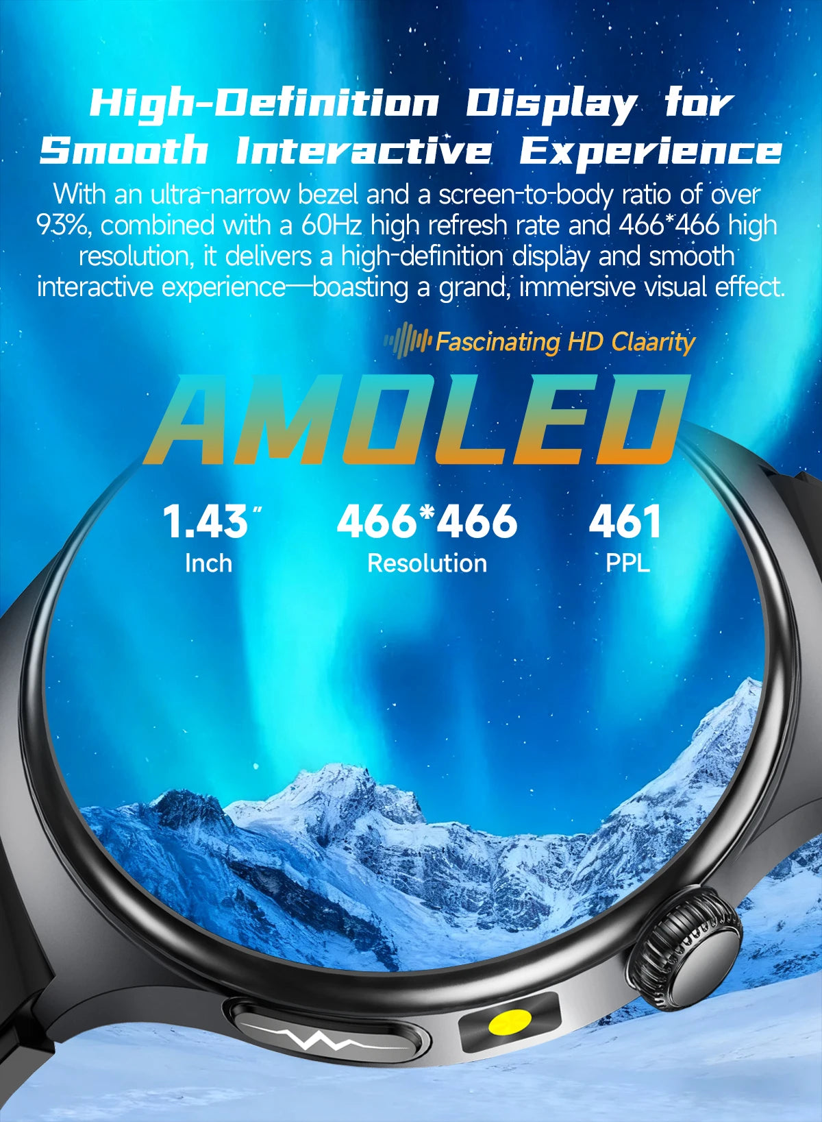 TK27 Men Smart Watch AMOLED ECG Health Monitoring Outdoors Flashlight Bluetooth Calling Sports Fitness Tracker Smartwatch