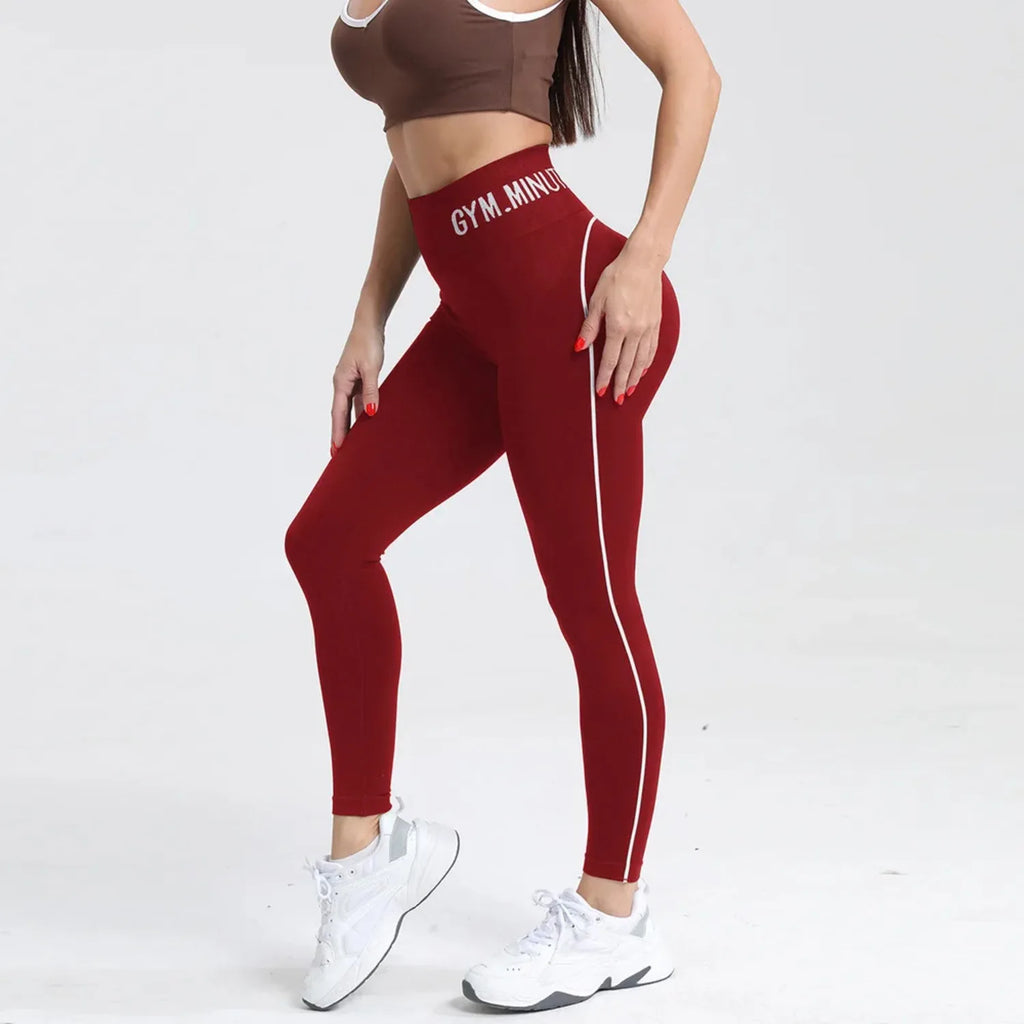 Seamless High Gym Waist Women Yoga Pants Color Contrast Sports Legging Hip Lift Gym Fitness Tights Quick Dry Workout Pants