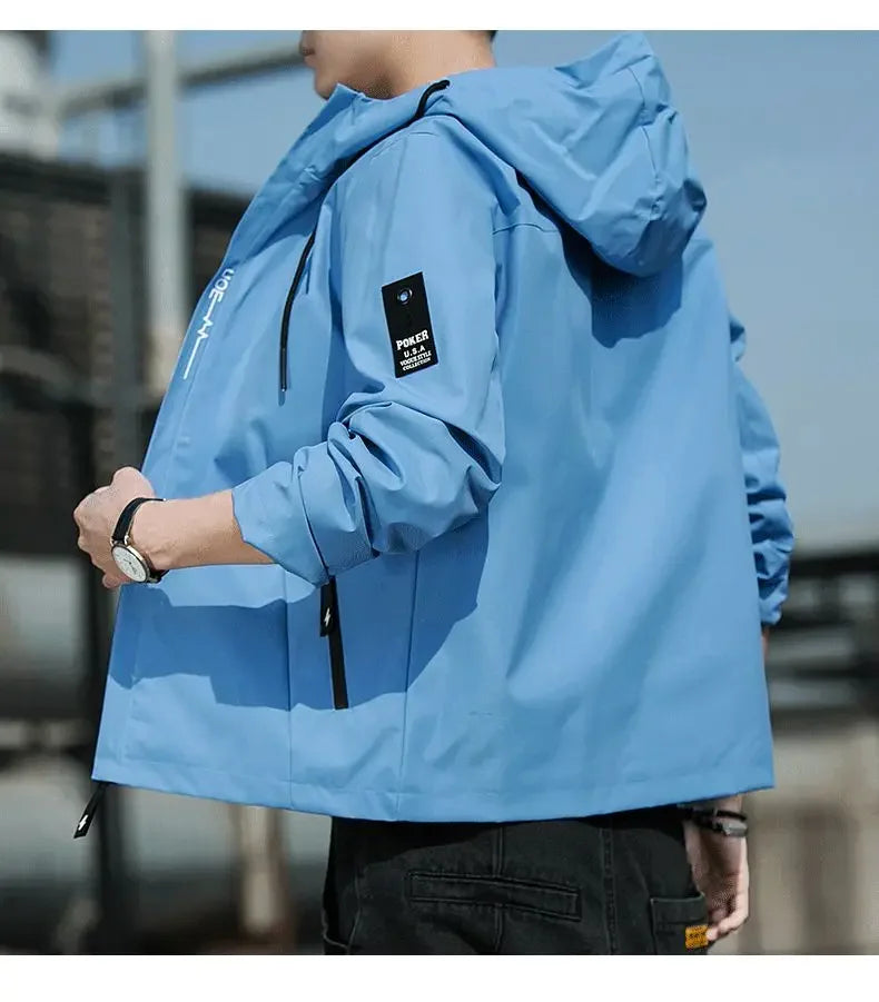 NewMen Long Sleeve Hip Hop Streetwear Coats Spring Men's Bomber Jackets Fashion Korean with Hood Golf Windbreaker Aviator Jacket