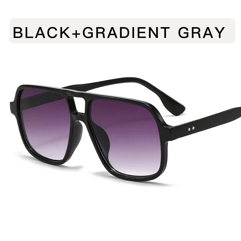 Vintage Double Bridge Square Pilot Sunglasses Women For Men Sun Glasses Punk Oversized Big Frame Luxury Brand Designer Shades