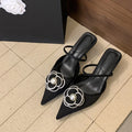 2026 Flower Pointed Toe High Heels Women Luxury Designer Sandals Female Summer Elegant Fashion Pumps Flower Mule Slippers Women