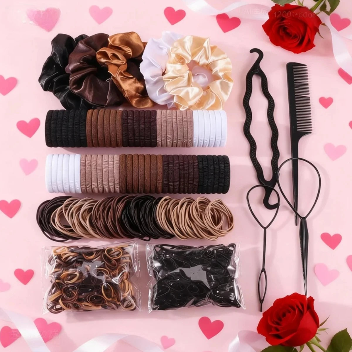1109 Pieces of Fashionable and Simple Hair Tie Set, Fresh and Simple Hair Accessories for Women, Suitable for Campus Wear, Everyday Versatile, Gift for Friends