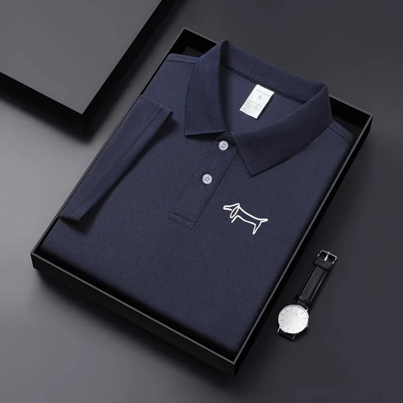2026 New Summer Premium Solid Color Men's Golf Collar Breathable Fabric Social Casual Top Men's Collar T-shirt