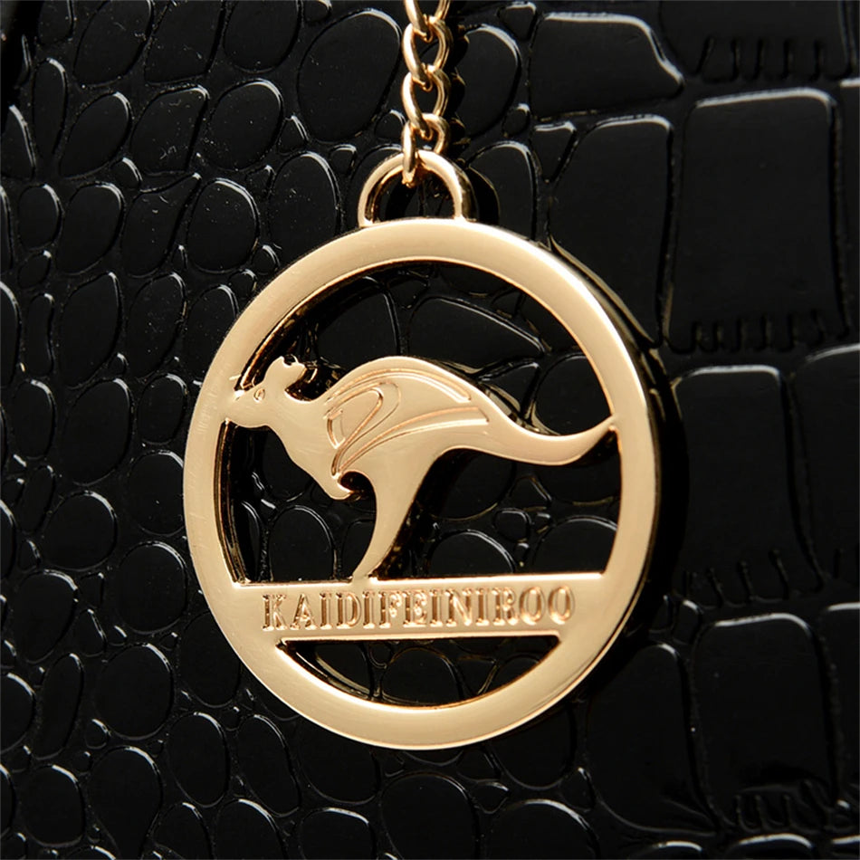 Luxury Patent Leather Handbags for Women Designer Crocodile Pattern Women's Shoulder Crossbody Bag Hobos Ladies Messenger Stone