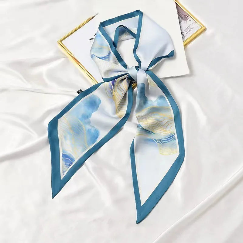 Luxury Long Neckerchief Skinny Hair Bands Women Silk Scarfs Fashion Headbands Bag Scarves Print Hairband Neck Scarf For Ladies