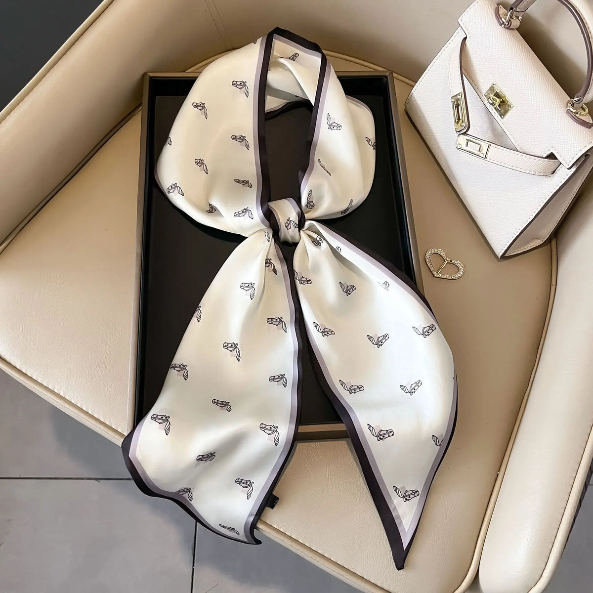Luxury Long Neckerchief Skinny Hair Bands Women Silk Scarfs Fashion Headbands Bag Scarves Print Hairband Neck Scarf For Ladies