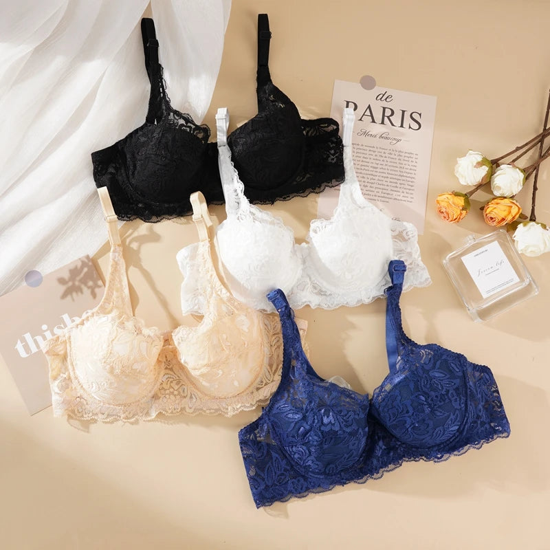 2/3 PCS Lace Push Up Bras 32-40 B/C Cup Women's Bras Plus Size Embroidery Breathable Underwear Female Sexy Thin Bralette