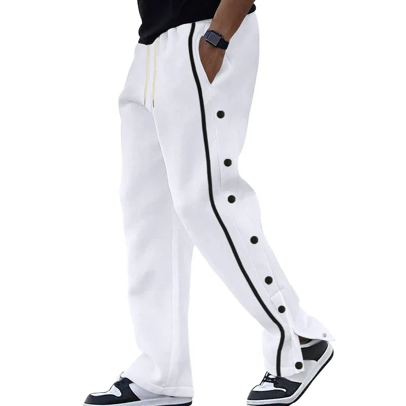 Spring and Autumn New Jacquard Long Pants Single breasted Patchwork Loose Large Casual Pants Versatile Sanitary Pants