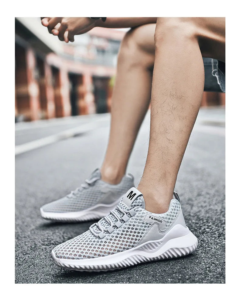 New White Mesh Sneakers Man Casual Shoes Breathable Summer Sneakers Men Shoes Outdoor Walking Sneakers Lightweight Tennis Shoes