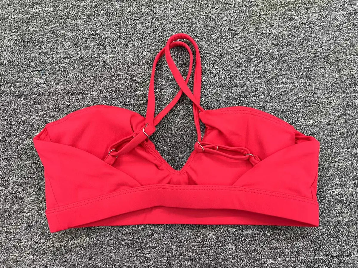 Cross Strap Halter Sports Bra Women's Yoga Pilates Workout Top Hollow Out Quick Dry Fitness Bralette