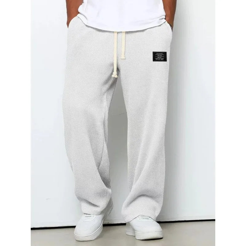 Straight‑Leg Sweatpants  European & American  Trendy Brand Draping Wide‑Leg Casual Sports Long Pants