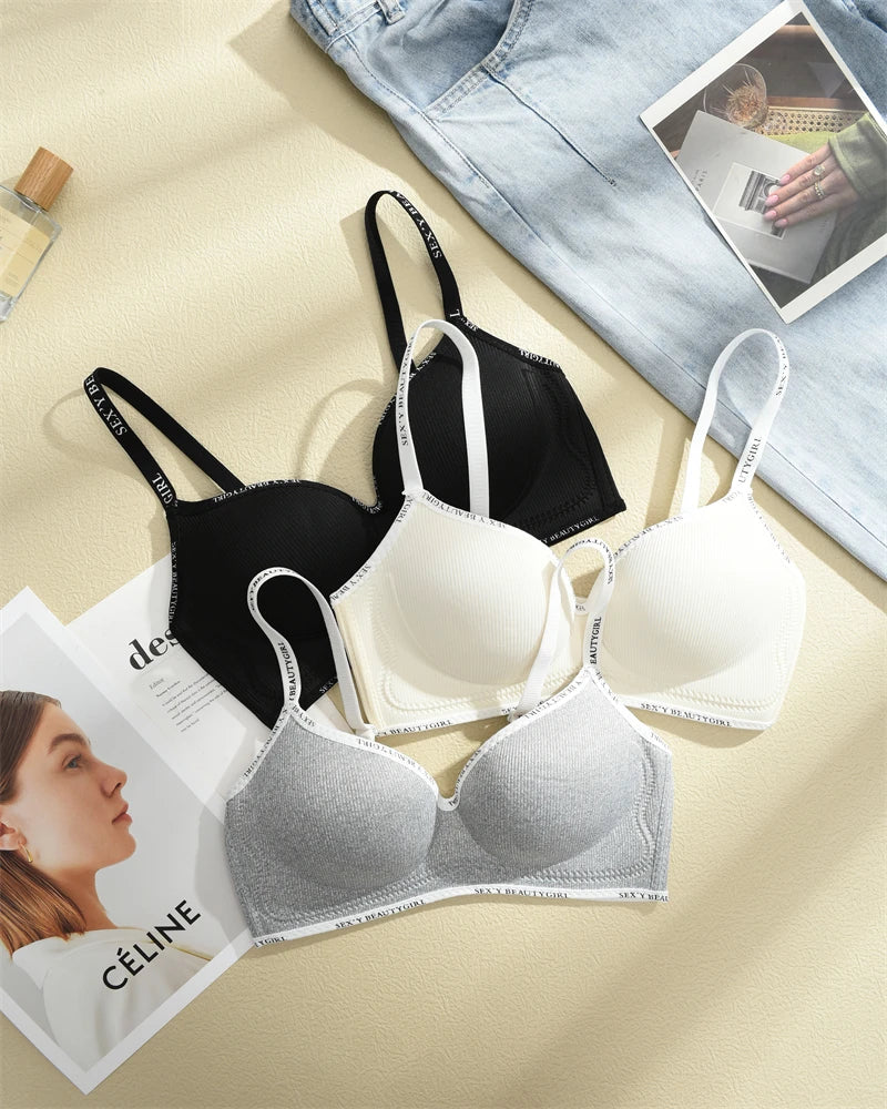 FINETOO Thickened Push-Up Bra for Women No Steel Padded Brassiere Anti-Sagging Underwear Sexy Backless Gather Bralette Lingerie