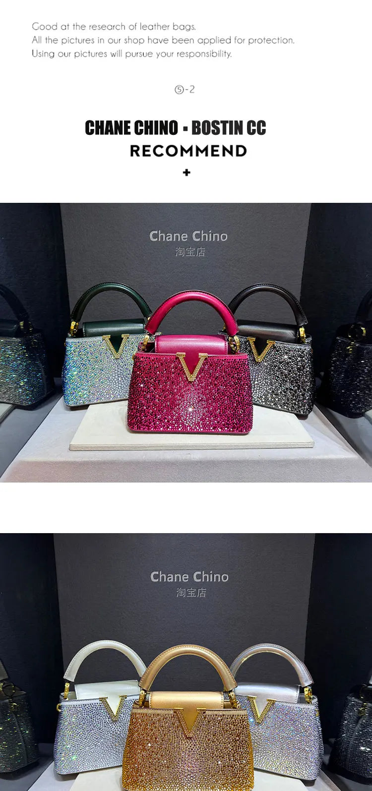 High Luxury Genuine Leather Diamonds Tote Women's Handbags 2025 Small Evening Bag V Letter Rhinestone Shoulder Crossbody Bags
