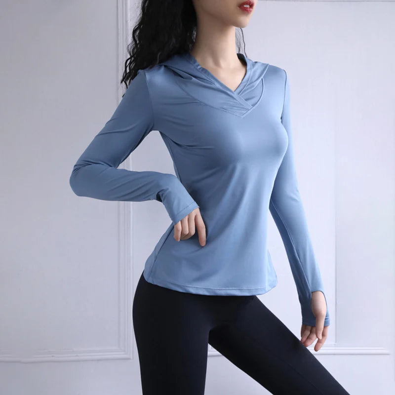 2025 Thumb Hole Quick-Dry Hoodies Women Back Mesh Breathable Fitness Hooded Shirts Woman Loose Fit Casual Sports Wear T-Shirts