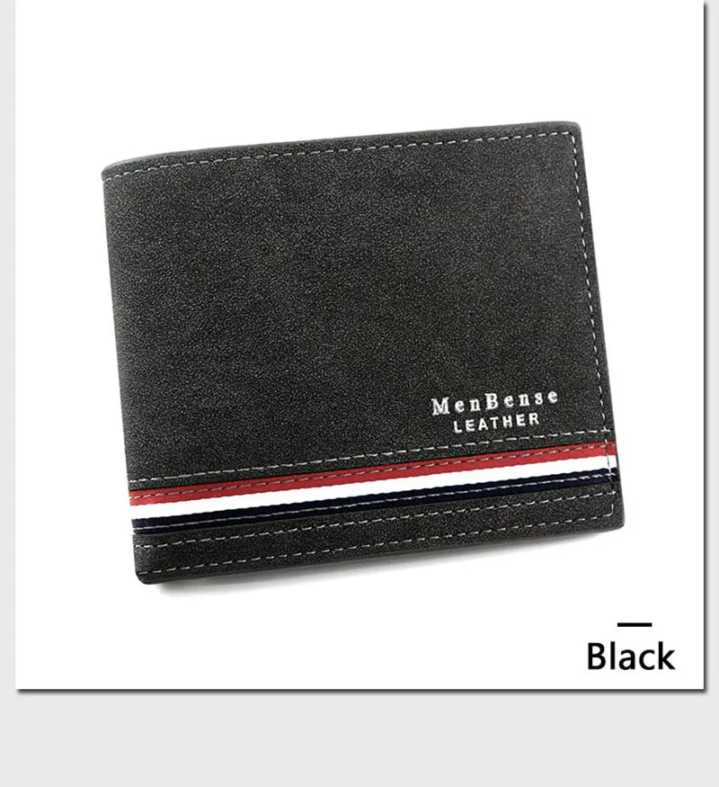 Luxury Men's Short Wallet - High Quality PU Leather Purse, Bifold Zipper Coin Pocket & Slim Card Holders with Money Clip