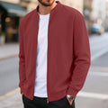 Corduroy Solid Color Men'S Casual Coat Round Neck Zipper Long Sleeve Outerwear Autumn/Winter Stylish Male Jacket Overcoat