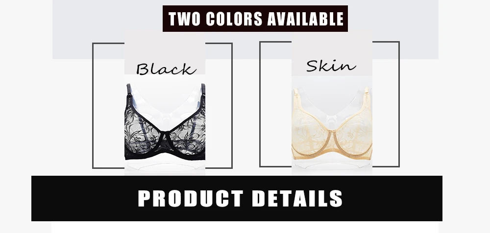 Bras For Womens Plus Size Lace Bra Underwire Female Underwear Embroidery Mesh See Through Sexy Lingerie Brassiere BH Tops