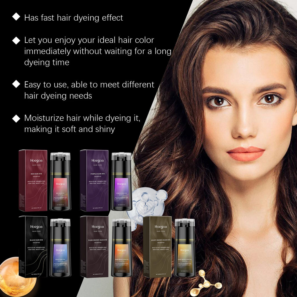 Hair Dye Shampoo for Gray White Hair Coverage 3 in 1 Light Brown DIY Herbal Ingredients Natural Hair Color Shampoo for Women Men