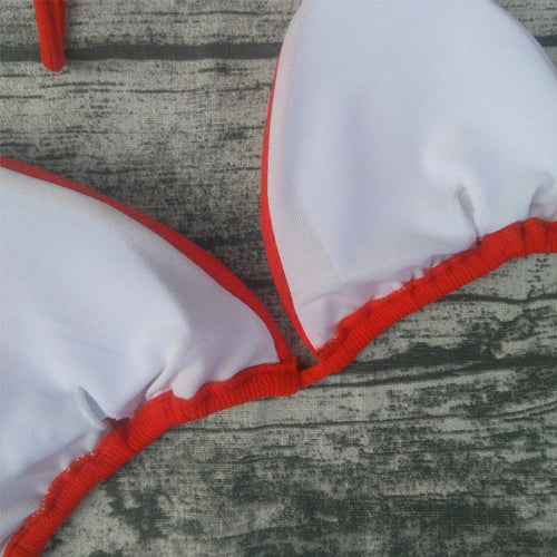 Bikini Sexy Solid Color Swimwear Women's Triangle Stripe Bikini Set Swimwear Beach Wear Women's