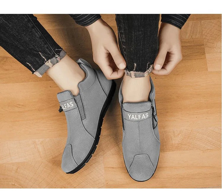 2026 New Autumn Winter Men Casual Shoes Lightweight Slip On Sneakers Flat Work Shoes Loafers