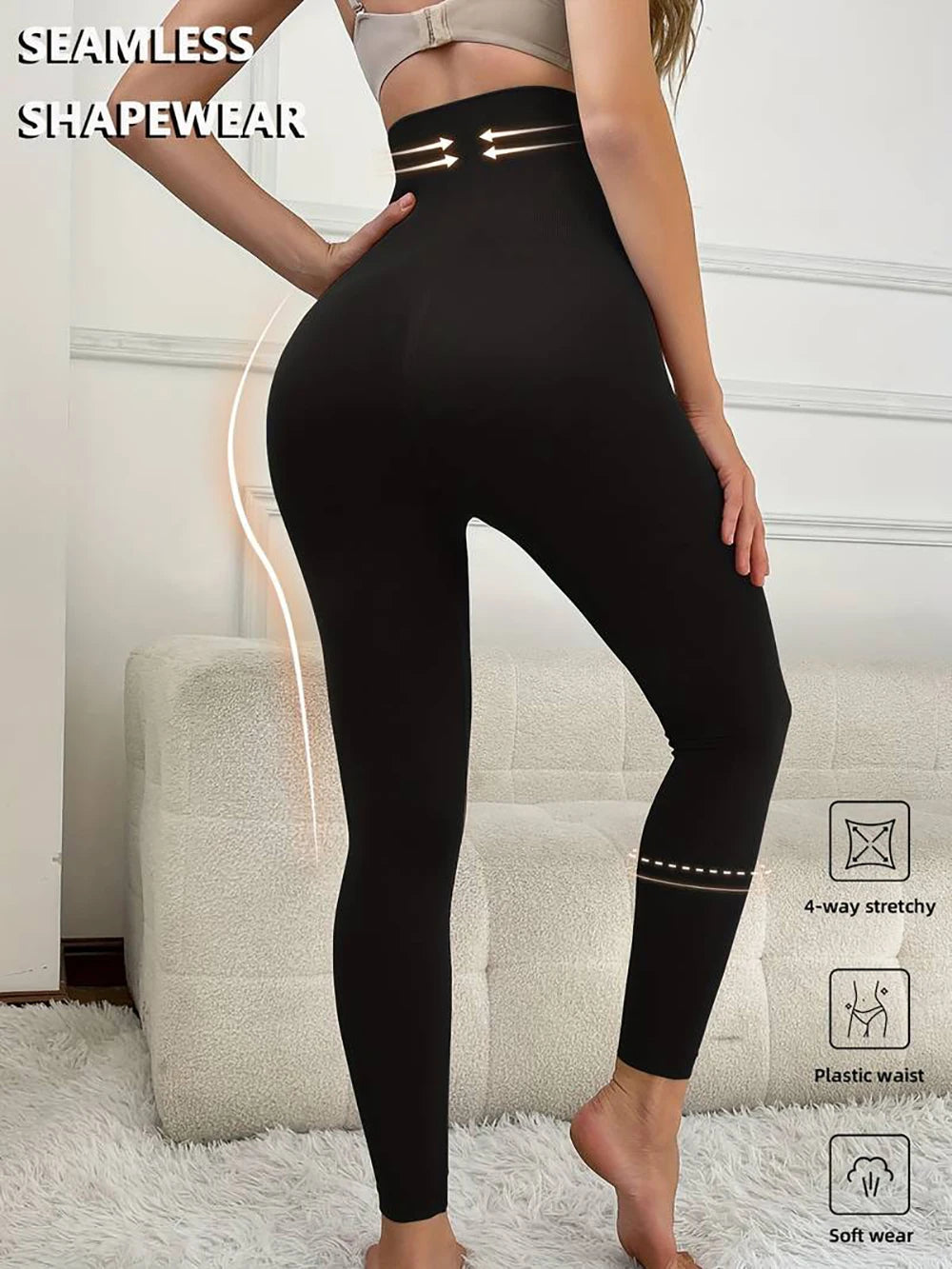 High Waisted Tummy Control Compression Shapewear Leggings For Women Butt Lifting Yoga Pants Body Shaper Footless Tights