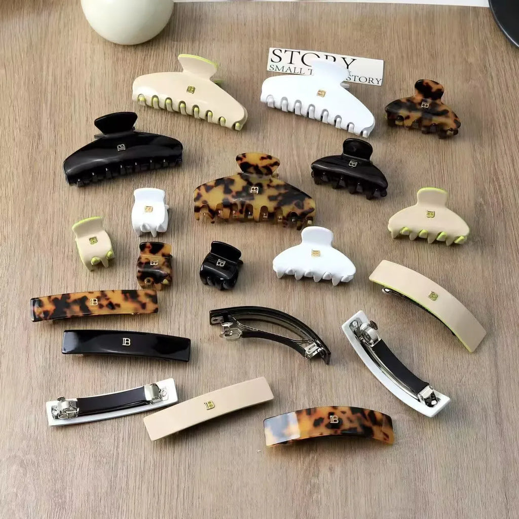 Solid-color Claw Hair Clips. Unique and casual summer family style. Acetate, handmade. High-quality. Fashion-trendy.