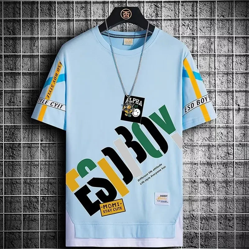 Summer  Fashion Short Sleeve Tops Tees Men 2024 New Men's T Shirt Casual Harajuku Men Clothing Print Graphics T Shirts Men
