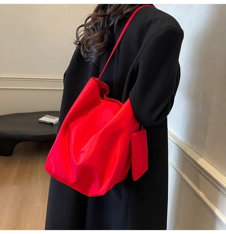 Soft Nylon Solid Color Product Designer Handbag Large Capacity Commuter Simple Tote Bag Hot Sale Versatile Fashion Shoulder Bag