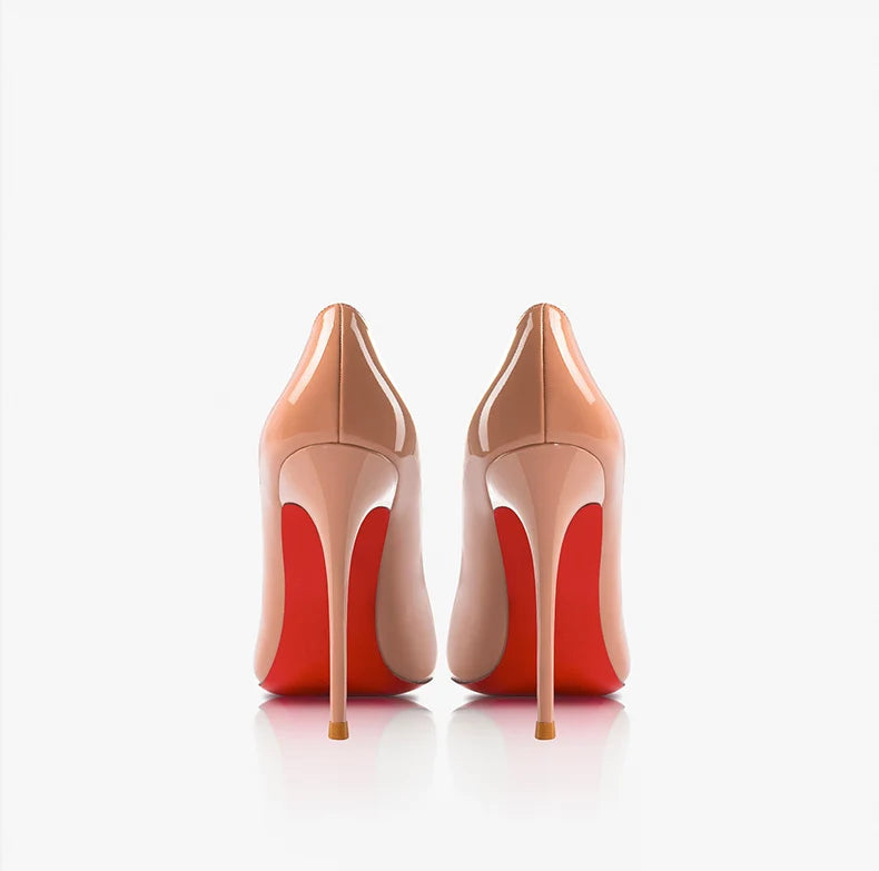 Women Heels Naked Color Women's Elegant High Heel Luxury Black Shoes Woman 2026 Red Shiny Bottoms Pointed Toe Party Ladies Women