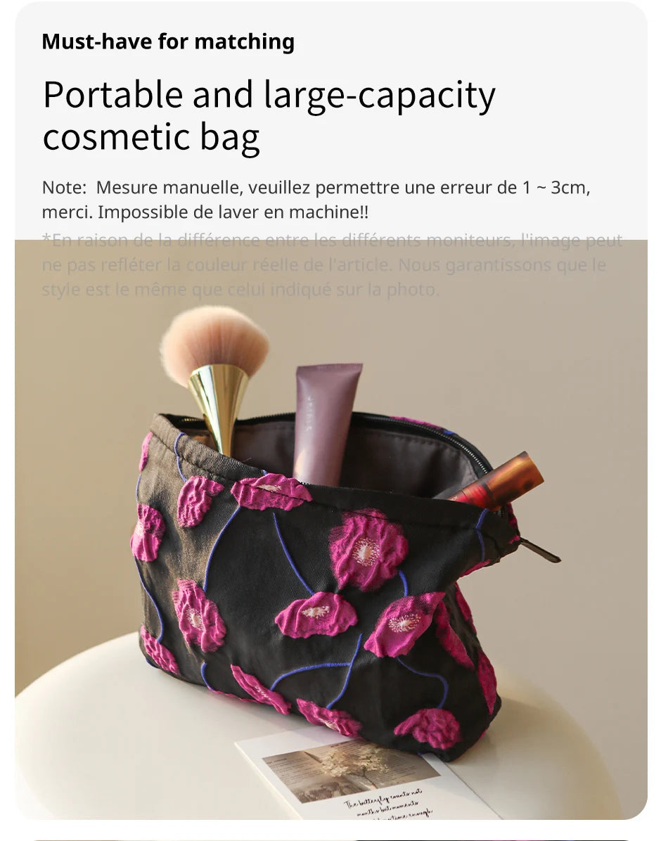 Purple Charm Women's Makeup Bag by Hotfashionitems, stylish cosmetic organizer pouch with vibrant purple fabric and practical design.