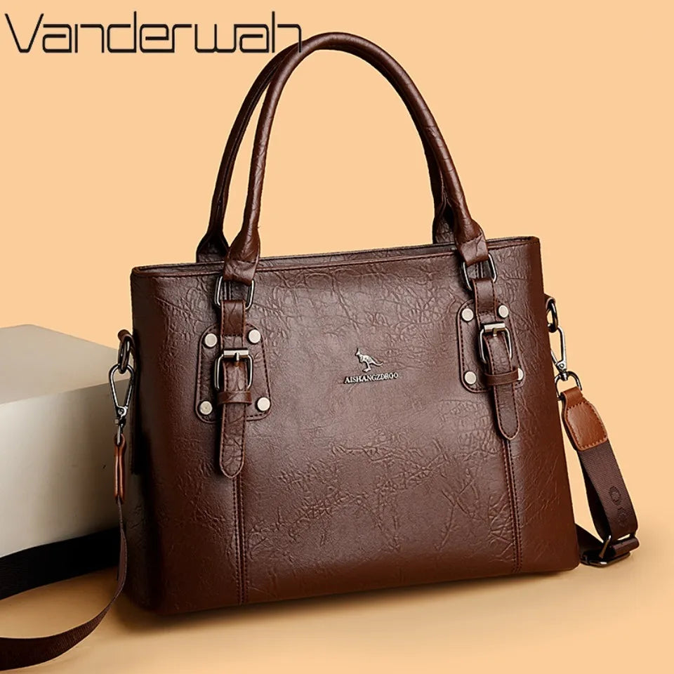 Genuine Brand Soft Pu Leather HandBags Designer Top-Handle Bags Shoulder Crossbody Bags for Women Large Capacity Casual Tote Sac